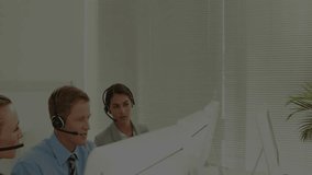 Three IT agents seeing transparent overlay sliding, pointing data with pen for encryption review. Technology, cybersecurity, teamwork, data analysis, digital interface, corporate, innovation - Powered by Shutterstock - Get 15% off with code: PIKWIZARD15