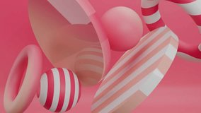 Abstract 3D Abstract pink and white 3d shapes. Seamless looping 3D abstract motion animation background for creative video project. - Powered by Shutterstock - Get 15% off with code: PIKWIZARD15