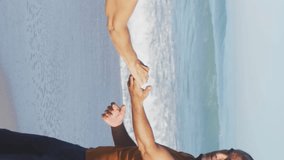 Animation of heart digital icons over senior couple dancing on beach. digital interface, social media and global technology concept digitally generated video. - Powered by Shutterstock - Get 15% off with code: PIKWIZARD15