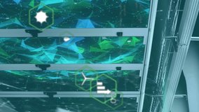 Animation of digital icons and data processing over server room. global digital interface, data processing and technology concept digitally generated video. - Powered by Shutterstock - Get 15% off with code: PIKWIZARD15