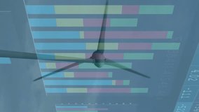 Animation of financial data processing over wind turbine. global finance, business and digital interface concept digitally generated video. - Powered by Shutterstock - Get 15% off with code: PIKWIZARD15