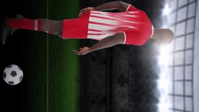 Animation of stadium over african american male soccer player. Global sport and digital interface concept digitally generated video. - Powered by Shutterstock - Get 15% off with code: PIKWIZARD15