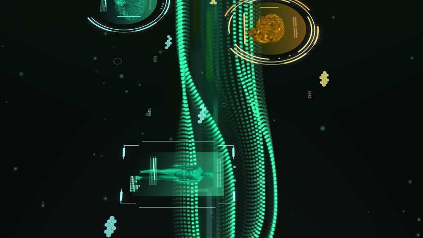 Animation of dna strand, brain and human over data processing and light spot. Global science and digital interface concept digitally generated video. - Powered by Shutterstock - Get 15% off with code: PIKWIZARD15