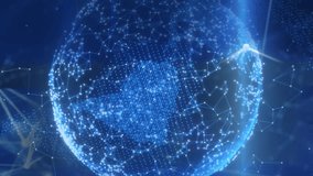 Animation of globe with connections and data processing. Global connections, data processing, computing and digital interface concept digitally generated video. - Powered by Shutterstock - Get 15% off with code: PIKWIZARD15