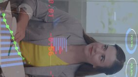 Animation of data processing over diverse students. Global education, learning, school, digital interface and data processing concept digitally generated video. - Powered by Shutterstock - Get 15% off with code: PIKWIZARD15