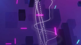 Animation of light trails and abstract shapes moving on purple background. Abstract, shape, movement and colour concept digitally generated video. - Powered by Shutterstock - Get 15% off with code: PIKWIZARD15