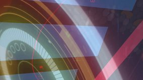 Animation of red arrow, scope scanning, numbers changing and data processing with statistics in background. Digital interface global connection and communication concept digitally generated video. - Powered by Shutterstock - Get 15% off with code: PIKWIZARD15