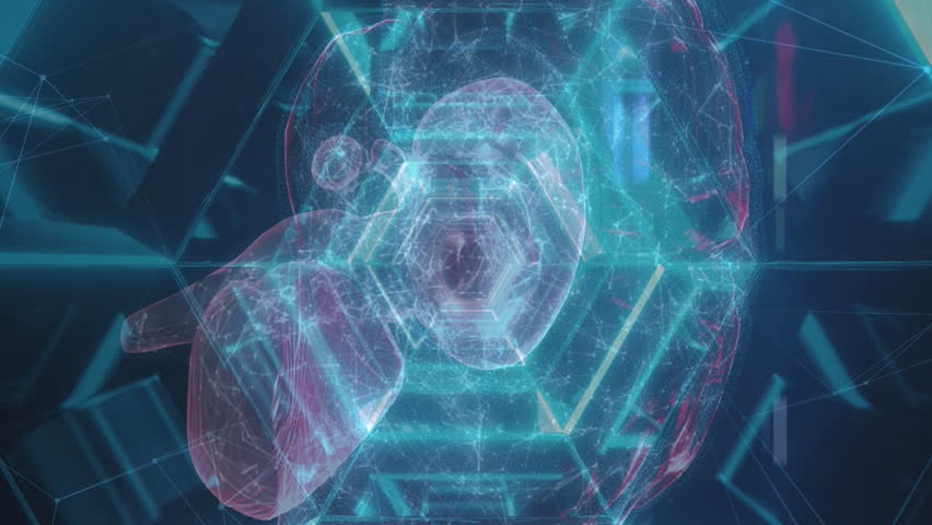 Animation of tunnel made of neon hexagons and brain on black background. Science, human biology and movement concept digitally generated video. - Powered by Shutterstock - Get 15% off with code: PIKWIZARD15