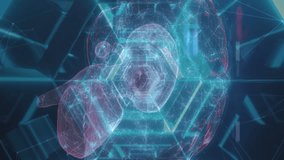 Animation of tunnel made of neon hexagons and brain on black background. Science, human biology and movement concept digitally generated video. - Powered by Shutterstock - Get 15% off with code: PIKWIZARD15