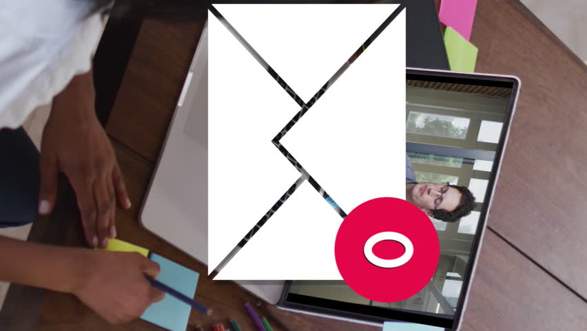 Animation of email icon with numbers over caucasian woman on laptop video call. Global social media, business, technology, data processing and digital interface concept digitally generated video. - Powered by Shutterstock - Get 15% off with code: PIKWIZARD15