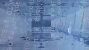 Animation of round scanner, data processing and light trails against empty computer server room. Computer interface and business data storage technology concept - Powered by Shutterstock - Get 15% off with code: PIKWIZARD15