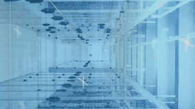 Animation of mathematical equations and data processing over server room. Global technology, computing and digital interface concept digitally generated video. - Powered by Shutterstock - Get 15% off with code: PIKWIZARD15