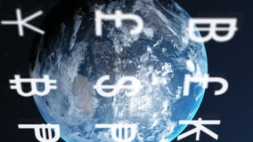 Animation of currency data processing over globe. Global connections, computing and data processing concept digitally generated video. - Powered by Shutterstock - Get 15% off with code: PIKWIZARD15