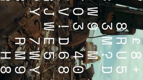 Animation of data processing against hydraulic lifting machine with claw attachment at junkyard. Waste management and recycling concept - Powered by Shutterstock - Get 15% off with code: PIKWIZARD15