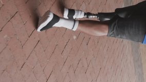 Animation of text, icons in notification bars, african american athlete runs wearing prosthetic leg. Digital composite, social media reminder, disability, training, sports and competition concept. - Powered by Shutterstock - Get 15% off with code: PIKWIZARD15