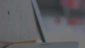 Animation of graph over cropped hands of caucasian woman working on laptop in cafes. Digital composite, multiple exposure, report, business, beverage, drink and technology concept. - Powered by Shutterstock - Get 15% off with code: PIKWIZARD15