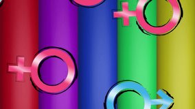 Animation of rainbow fist with radiating lines male and female symbols on striped background. Power, gay, lesbian, lgbtq, equality, rights and pride digitally generated video. - Powered by Shutterstock - Get 15% off with code: PIKWIZARD15