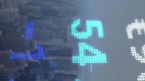 Animation of stock market data processing against aerial view of cityscape. Global economy and business technology concept - Powered by Shutterstock - Get 15% off with code: PIKWIZARD15