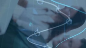 Animation of financial data processing over diverse colleagues using phone headsets and computers. Global business, finances, communication and digital interface concept digitally generated video. - Powered by Shutterstock - Get 15% off with code: PIKWIZARD15