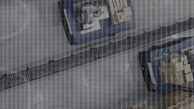 Animation of diagrams and data processing over machines working in warehouse. Technology, delivery and digital interface concept digitally generated video. - Powered by Shutterstock - Get 15% off with code: PIKWIZARD15