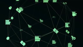 Email icon and financial data animation over binary code background. Business, technology, finance, digital, analytics, statistics - Powered by Shutterstock - Get 15% off with code: PIKWIZARD15