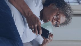 Using smartphone and drinking coffee, person seeing social media notifications animation. technology, lifestyle, connectivity, communication, gadget - Powered by Shutterstock - Get 15% off with code: PIKWIZARD15