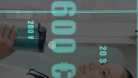 Analyzing financial graphs and animation, businesswoman working in modern office. Finance, analysis, corporate, technology, workplace, executive - Powered by Shutterstock - Get 15% off with code: PIKWIZARD15