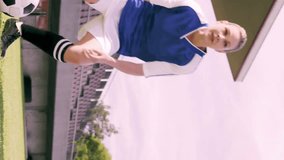 Throwing ball, soccer player with animation of social media notifications overlaying. Sports, football, digital, interaction, engagement - Powered by Shutterstock - Get 15% off with code: PIKWIZARD15