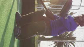 On field, hockey player with animation of social media interaction icons. Sports, athlete, digital, communication, engagement, network - Powered by Shutterstock - Get 15% off with code: PIKWIZARD15