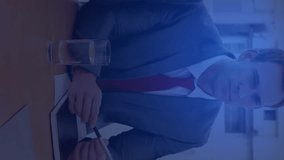 Magnifying glass over circuit board with animation in business meeting setting. Technology, innovation, electronics, microchip, analysis, discussion - Powered by Shutterstock - Get 15% off with code: PIKWIZARD15