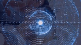 Digital network connections animation over people working in modern office setting. Networking, technology, innovation, teamwork, wireless, collaboration - Powered by Shutterstock - Get 15% off with code: PIKWIZARD15