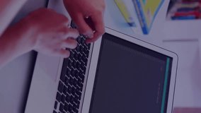 In library, person typing on laptop with animation of digital data overlay. Technology, working, screen, coding, internet, communication - Powered by Shutterstock - Get 15% off with code: PIKWIZARD15