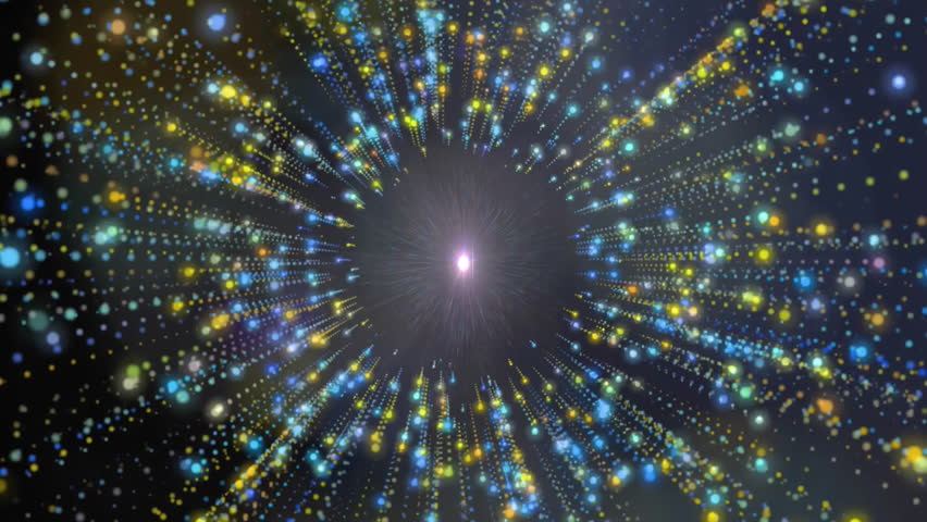 Animation of bright light burst with colorful particles radiating dynamically. vibrant, explosion, energy