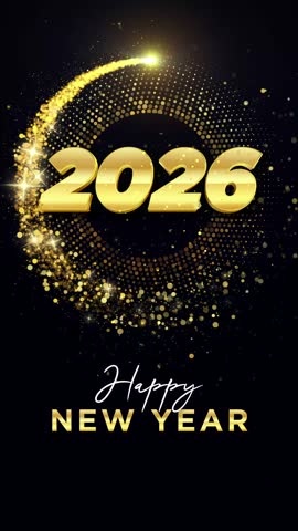 Animated 4K 2026 Glitter Happy New Year Animated Vertical Background 