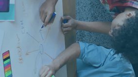 Animation of data processing with portraits over diverse colleagues having meeting in office. Global business, finances, communication and digital interface concept digitally generated video. - Powered by Shutterstock - Get 15% off with code: PIKWIZARD15