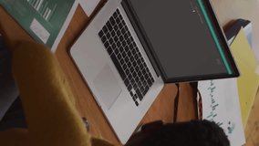 Animation of data processing over african american woman using laptop working from home. Network, data, digital interface, business, remote working and communication, digitally generated video. - Powered by Shutterstock - Get 15% off with code: PIKWIZARD15