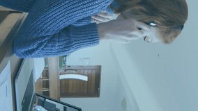 Animation of biometric fingerprint over businesswoman using phone headset and laptop. global online security, data processing, digital interface and technology concept digitally generated video. - Powered by Shutterstock - Get 15% off with code: PIKWIZARD15