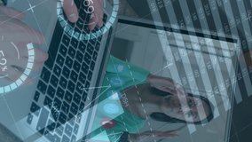 Animation of financial graphs and data over hands of caucasian businesswoman having video call. economy, finance and business concept digitally generated video. - Powered by Shutterstock - Get 15% off with code: PIKWIZARD15
