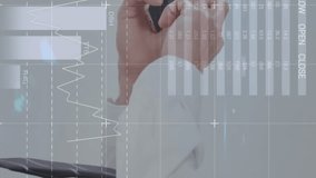 Animation of financial data processing over woman using smartphone. Global finances business digital interface and technology concept digitally generated video. - Powered by Shutterstock - Get 15% off with code: PIKWIZARD15