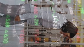 Stock market data processing over stressed caucasian female engineer at server room. Global finance and business data storage technology concept - Powered by Shutterstock - Get 15% off with code: PIKWIZARD15