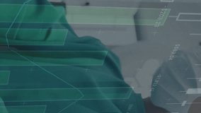 Animation of financial data over male surgeons cleaning hands. Health, medicine, finance and economy concept digitally generated video. - Powered by Shutterstock - Get 15% off with code: PIKWIZARD15