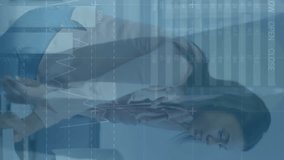 Animation of financial data and graphs over diverse coworkers in office. Business, finance, economy, communication and cooperation concept digitally generated video. - Powered by Shutterstock - Get 15% off with code: PIKWIZARD15