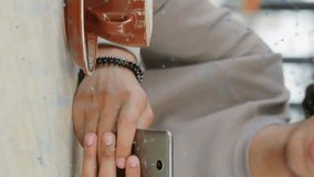 Animation of icons in circles and connected dots over smiling young man using cellphone. Digital composite, multiple exposure, communication, coffee, cafes and technology concept. - Powered by Shutterstock - Get 15% off with code: PIKWIZARD15