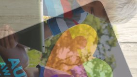 Animation of colourful puzzle pieces and smartphone over kids friends using electronic devices. autism, learning difficulties, support and awareness concept digitally generated video. - Powered by Shutterstock - Get 15% off with code: PIKWIZARD15