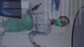 Animation of circle, infographic interface, diverse female manager explaining reports to coworkers. Digital composite, multiple exposure, global, business, teamwork, office, discussion and technology. - Powered by Shutterstock - Get 15% off with code: PIKWIZARD15