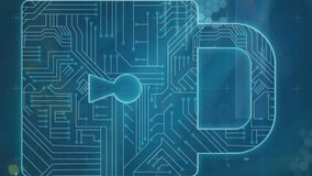Animation of online security padlock, pattern and data processing. Global online security, digital interface, computing and data processing concept digitally generated video. - Powered by Shutterstock - Get 15% off with code: PIKWIZARD15