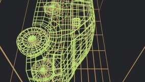 Animation of multiple digital icons over 3d van model moving in seamless pattern on black background. Automobile engineering and business technology concept - Powered by Shutterstock - Get 15% off with code: PIKWIZARD15