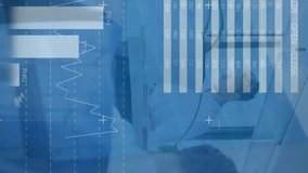 Animation of data processing over diverse business people walking and working in office. Global business and digital interface concept digitally generated video. - Powered by Shutterstock - Get 15% off with code: PIKWIZARD15