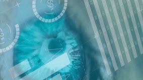 Animation of financial data processing with statistics over woman's eye. global connection, data processing and digital interface concept digitally generated video. - Powered by Shutterstock - Get 15% off with code: PIKWIZARD15