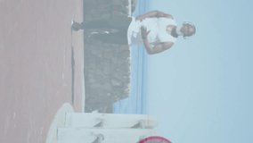 Animation of network of connections over senior african american man running at beach. healthy, active lifestyle, connections and digital interface concept digitally generated video. - Powered by Shutterstock - Get 15% off with code: PIKWIZARD15